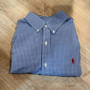 Ralph Lauren Blue Gingham Button Down Collar Shirt- Large